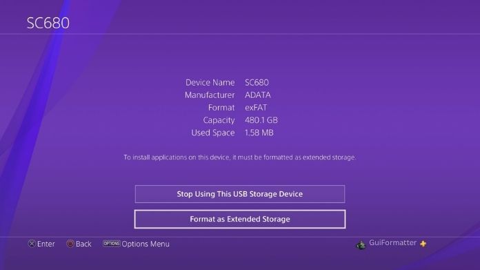 format usb for ps4